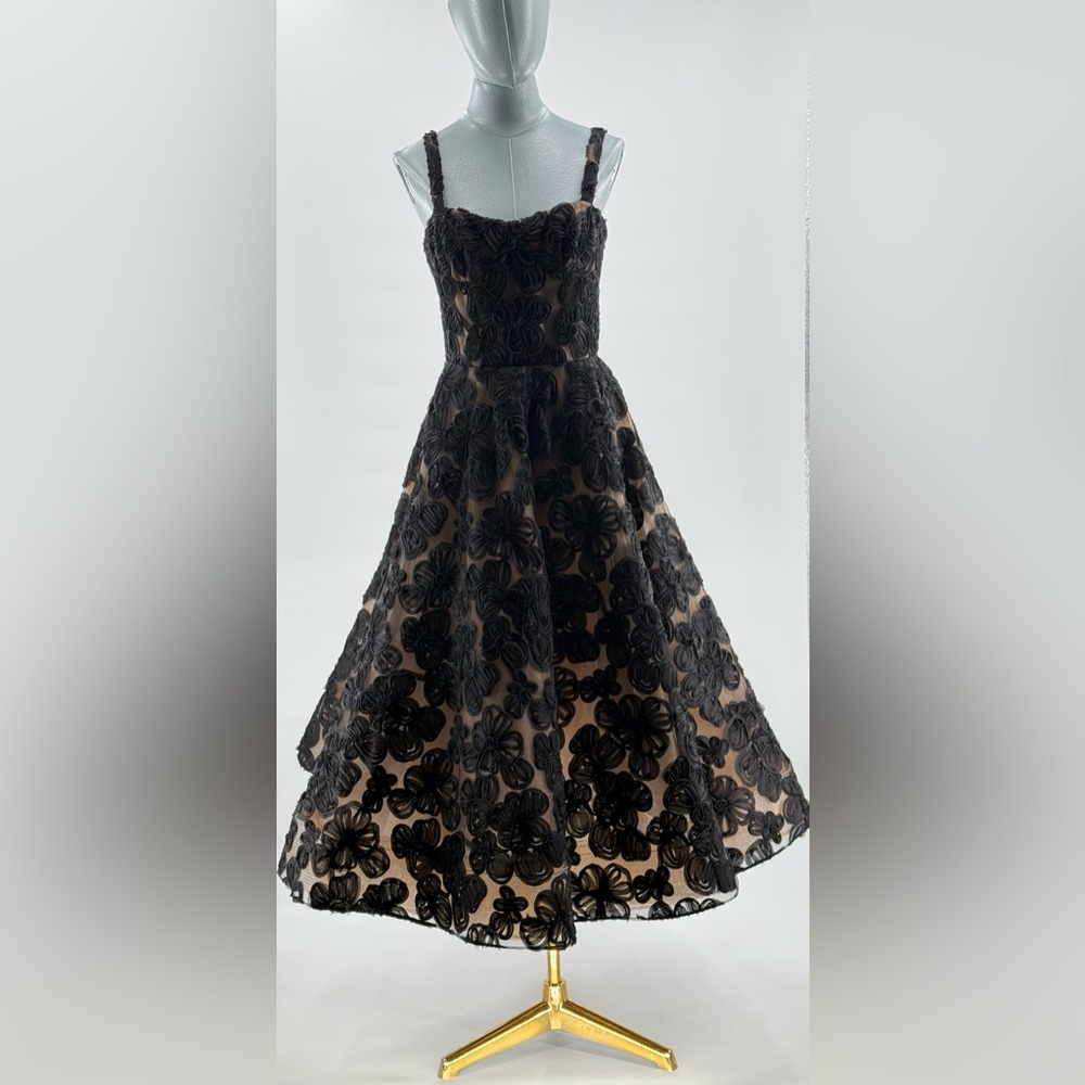 🆕 BRONX & BANCO 🧿 NWOT Sabrina Midi Dress, Black Floral - Sz M / US 6 - Picture 11 of 17